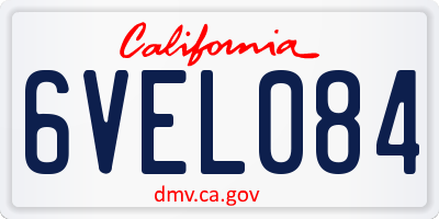 CA license plate 6VEL084