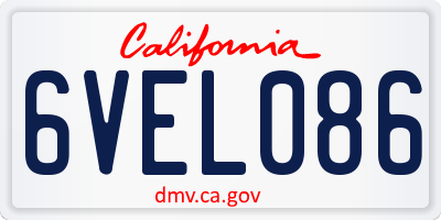 CA license plate 6VEL086