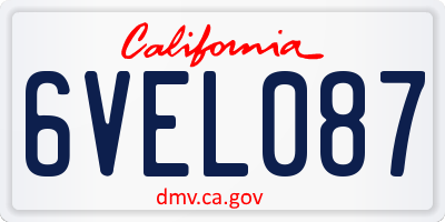 CA license plate 6VEL087