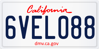 CA license plate 6VEL088