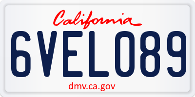 CA license plate 6VEL089