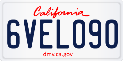 CA license plate 6VEL090