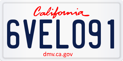 CA license plate 6VEL091