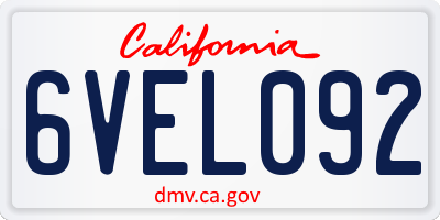 CA license plate 6VEL092