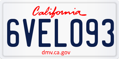 CA license plate 6VEL093