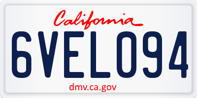 CA license plate 6VEL094