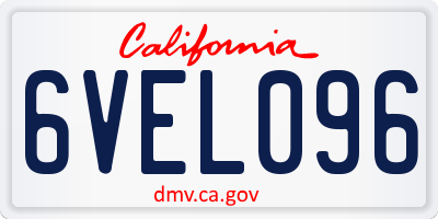 CA license plate 6VEL096