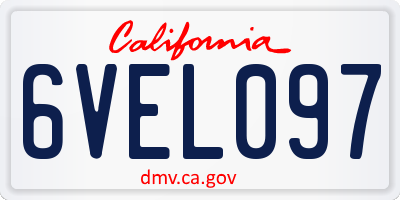 CA license plate 6VEL097