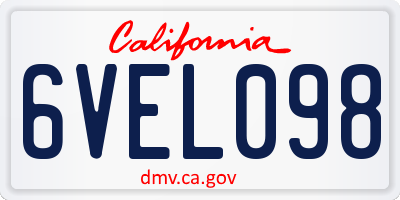CA license plate 6VEL098
