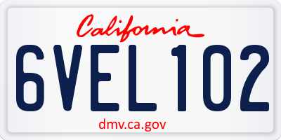 CA license plate 6VEL102