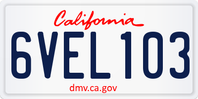 CA license plate 6VEL103