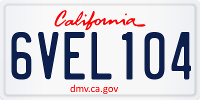 CA license plate 6VEL104