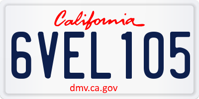 CA license plate 6VEL105