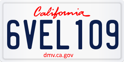 CA license plate 6VEL109