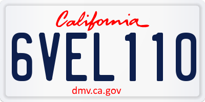 CA license plate 6VEL110