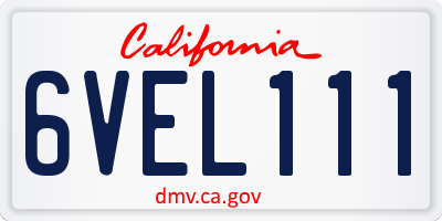 CA license plate 6VEL111