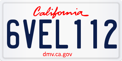 CA license plate 6VEL112