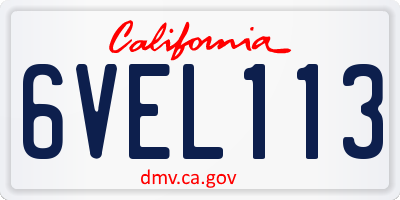 CA license plate 6VEL113