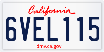 CA license plate 6VEL115
