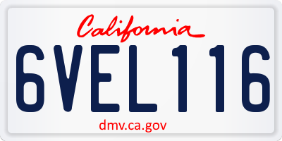 CA license plate 6VEL116