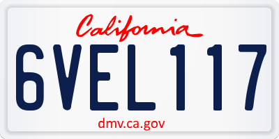 CA license plate 6VEL117