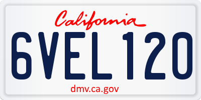 CA license plate 6VEL120