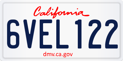CA license plate 6VEL122