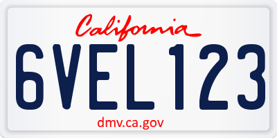 CA license plate 6VEL123
