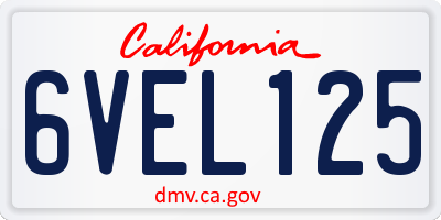CA license plate 6VEL125