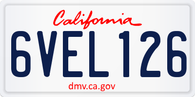 CA license plate 6VEL126
