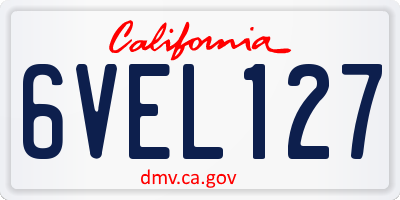 CA license plate 6VEL127