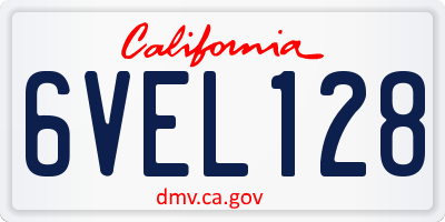 CA license plate 6VEL128