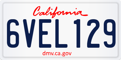 CA license plate 6VEL129