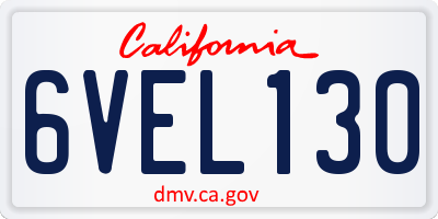 CA license plate 6VEL130