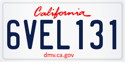 CA license plate 6VEL131