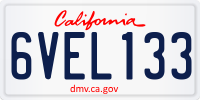 CA license plate 6VEL133