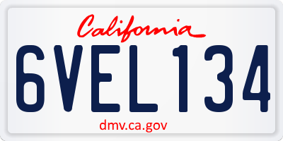 CA license plate 6VEL134