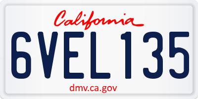 CA license plate 6VEL135