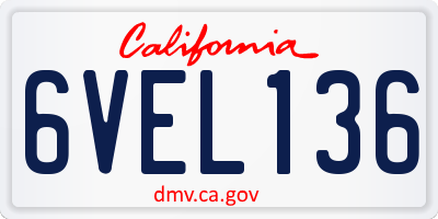 CA license plate 6VEL136