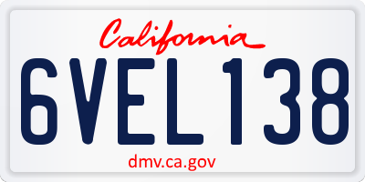 CA license plate 6VEL138
