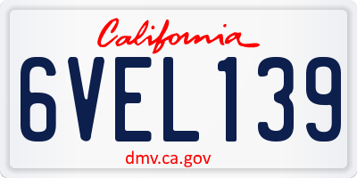 CA license plate 6VEL139