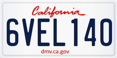 CA license plate 6VEL140
