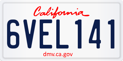 CA license plate 6VEL141