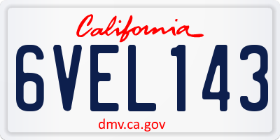 CA license plate 6VEL143