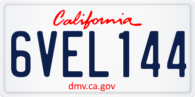 CA license plate 6VEL144