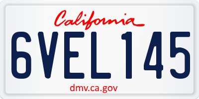 CA license plate 6VEL145