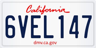 CA license plate 6VEL147