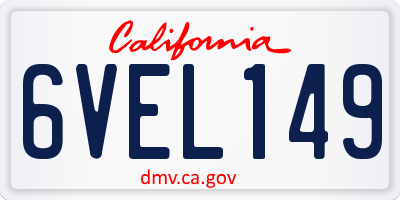 CA license plate 6VEL149