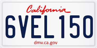 CA license plate 6VEL150