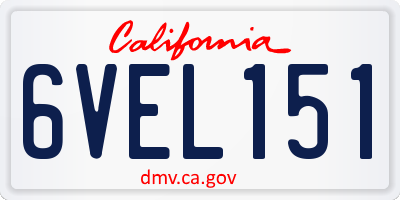CA license plate 6VEL151